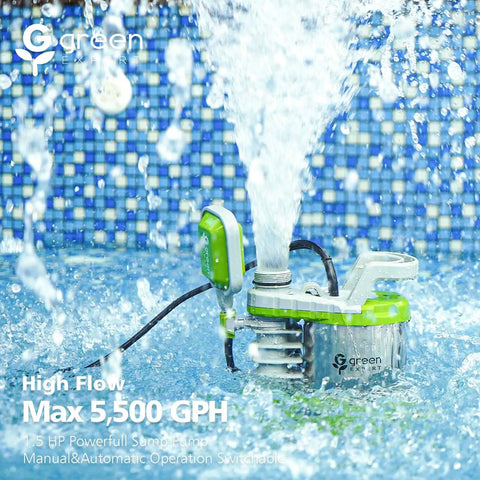 Heavy Duty Submersible Sump Pump 1.5HP 5500GPH For Dirty Water Effluent Wastewater Pump With Auto Manual Float Adjustable Intake Base 25ft Cord Solids Up To 0.8in Basement Pit Drainage.