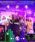 Galaxy Projector Night Light For Bedroom With Bluetooth Speaker, party scene with vibrant lights and dancing people
