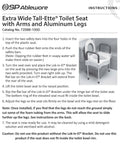 Instruction sheet for Tall-Ette Elevated Toilet Seat with arms and aluminum legs.