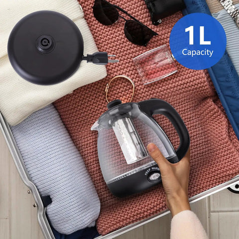 Electric Kettle With Tea Infuser 1L No Fuss Quick Boil Keep Warm LED Indicator Light Auto Shut Off Boil Dry Protection BPA Free