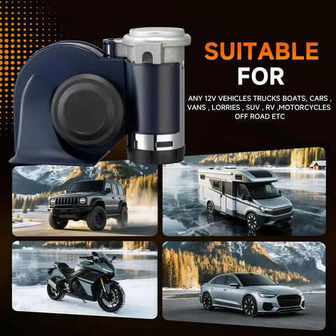Badass Snail Air Horn Pumps Out Straight Up Knockout Volume For Trucks Cars And Bikes Featuring Built In Air Pump with suitable 12V design.