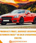 Heavy Duty Front Passenger Side CV Axle Shaft With Precision Engineered CV Joint Assembly Compatible With Honda Fit 2009 2010 2011 Models view of a red sports car on a scenic road.