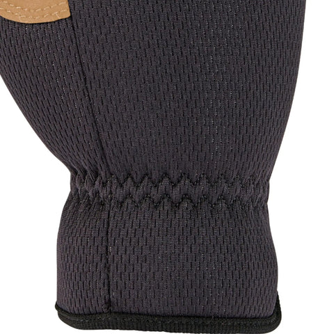 Close-up of Men's High Dexterity Open Cuff Work Gloves Built For The Daily Hustle With Breathable 3D Mesh And Reinforced Palm For Solid Grip And Sweet All Day Comfort In Black Barley Large.