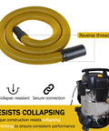 Direct Replacement Shop Vac Hose 1-7/8 Inch For 6-10 Gallon Wet Dry Vac Fits Standard Attachments shown coiled with vacuum