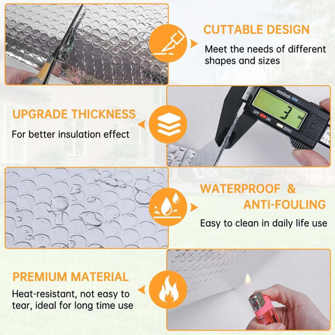 Features of Double Reflective Bubble Insulation Roll For Windows And Roofs Aluminum Foil Radiant Barrier Shield Heat Shield For RVs