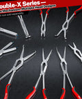 Assorted pliers including 13 Inch Extra Long Internal Snap Ring Pliers With Double Joint Long Reach For Deep Retaining Rings