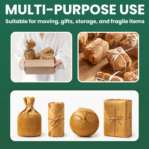 Bubbleless Packing Paper Alternative 12 Inch By 230 Foot Roll With Honeycomb Cushioning For Moving And Shipping package use