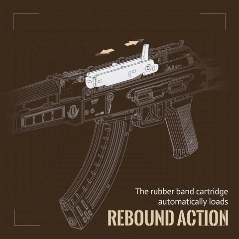 3D Wooden Puzzle Kit For Adults With Rubber Band Mechanism About 6 Hour Assembly Fun Yet Challenging Model Toy showing AK-47 style recoil action