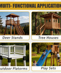 Four Piece Trail Tough Heavy Duty Steel Deer Stand Brackets For 4x4 Posts Rock Solid Hunting Setup Reinforced Bearing Supports Heavy Load Capacity Camp Accessories image showing deer stands, tree houses, outdoor platforms, and play sets.