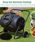 No Fuss Rollable 170L Compost Tumbler For Easy Garden Waste And Kitchen Scraps Large Outdoor Bin With Wheels Aerated Rotating Drum
