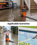 Go-To 1/3 HP Submersible Utility Pump With Auto Water Sensor and 2790 GPH High Flow, Portable Sump Drain in flooded basement