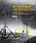 Heavy Duty 20,000 Lumen Twin Head LED Work Light With Metal Telescopic Tripod Stand and Dual Bright LEDs in rain