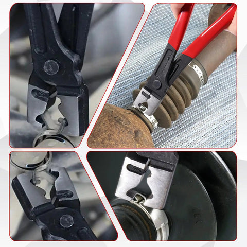 9 Pcs Hose Clamp Pliers With CV Boot Clamp Kit Includes 1 Hose Clamp Pliers, 4 Small Clamps 25-50mm, 4 Large Clamps 50-120mm