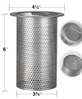 Beefy 4 Inch Commercial Floor Drain Strainer With A 6 Inch High Thick Stainless Steel Basket Finely Polished Finish Rust Resistant