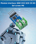 Max6675 thermocouple module with M6 set screw showcased on circuit background for Arduino and Raspberry Pi integration.