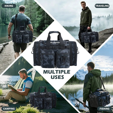 Expandable Fishing Tackle Bag With Zip Expandable Design Water Resistant Shoulder Bag for Hiking, Camping, Traveling, and Fishing