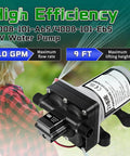 Totally Quiet 12V RV Water Pump With Strainer, 55 PSI 3.0 GPM On Demand Diaphragm Pump For Camper RV Shower Or Sprayer