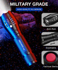 Two Pack Beast Bright 1500 Lumen LED Flashlights With Five Modes Zoomable Waterproof Tactical Torch For Camping Hiking Emergencies