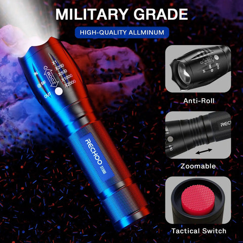 Two Pack Beast Bright 1500 Lumen LED Flashlights With Five Modes Zoomable Waterproof Tactical Torch For Camping Hiking Emergencies
