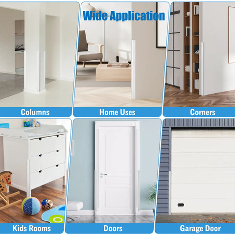 Premium Soft Wall Corner Protectors And Table Edge Guards No Sweat Peel And Stick Baby Proof Corner Shields used in various home settings.