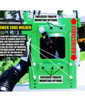 Adjustable blower tube holder for Two Pack Xtreme Pro Series Backpack Leaf Blower BPS100 with enclosed trailer mounting options.
