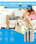 Electrostatic 16x20x1 Air Filter For HVAC And Furnace, MERV 8, washable and reusable, shown with family and dog in clean home