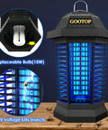 Outdoor Bug Zapper That Actually Works 4200V Electric Mosquito Killer with 3 Prong Plug, black ABS housing, UV light attractant