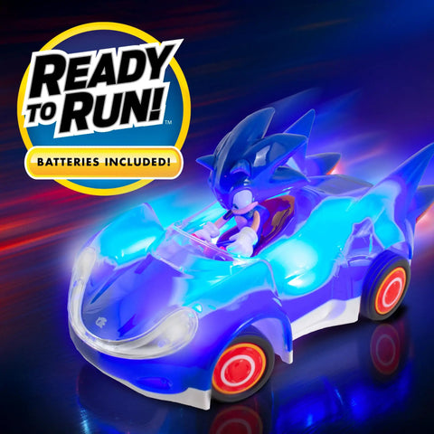 Sonic Glow Racer RC Car Ready To Run One Twenty Eight Scale Remote Control Vehicle With Light Up Body Shining