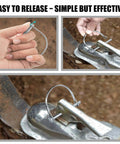 Pack Of 10 Trailer Pins And Locking Pins Set 2.75 Inch Length And 0.25 Inch Diameter for Trailer Hitch Pin Lock shown in use on coupler