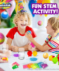 Children playing with DIY Magic Bouncy Ball Kit For Kids STEM Science Toys Set With 25 Multicolor Bags And 5 Molds Makes Up To 43 Balls