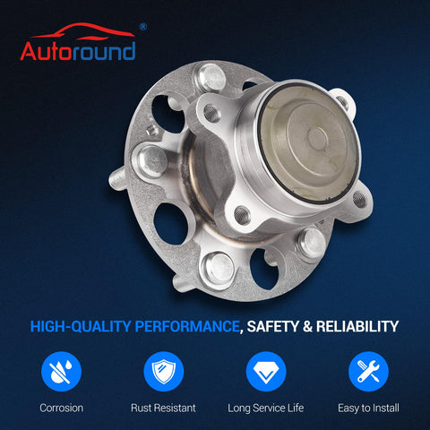 Front view of Rear Wheel Bearing And Hub Assembly For Honda Civic 2013 2014 2015 Rear Left And Right With ABS 5 Lug Set Of 2