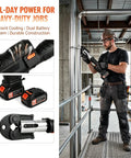 18V Cordless Electric Pipe Crimping Tool With 5.0Ah Battery Fast Hydraulic Press Machine For Plumbing Jobs shown in use on site.