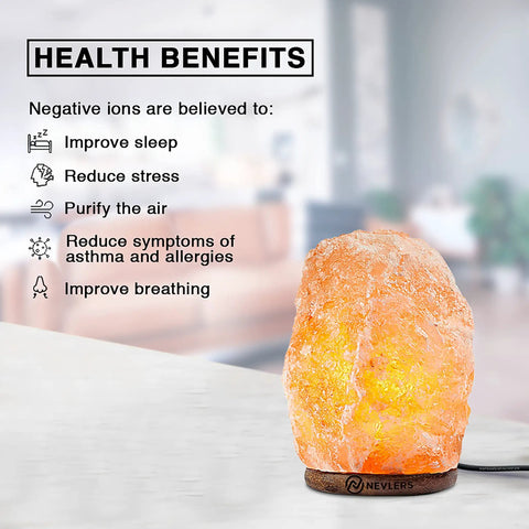 Two Pack Pink Himalayan Salt Lamps With Dimmer Cord And Bulb on table showcasing health benefits in blurred living room background