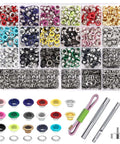 Colorful Grommet And Eyelet Kit With 680 Pieces In 17 Colors Includes Three Sixteenths Inch Metal Eyelets, installation tool, storage box