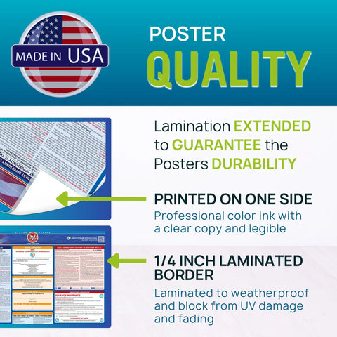 Florida Labor Law Poster 2026 Update With State And Federal Workplace Notices Laminated Waterproof 26 By 39.5 Inches Includes OSHA FMLA EEOC And Minimum Wage Rules No Nonsense Compliance Sign For Busy Workplaces. Made in USA quality, one-sided laminated poster