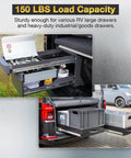 Beefy Heavy Duty Full Extension Drawer Slides With Lock Side Mount Ball Bearing Rails 14 Inch 150 Lb Capacity installed in RV
