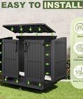 36 Cu Ft Resin Outdoor Storage Shed With Weatherproof Horizontal Cabinet And Dual Lock Doors for backyard setup