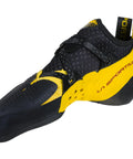 Solution Comp Rock Climbing Shoes For Men, Black Yellow, Size 12.5 US, high performance footwear with laser cut leather, side view