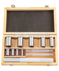 Pro Grade Keyway Broach Set For Lathe 18 Pcs HSS With Wooden Case open displaying cutting tools for metalworking