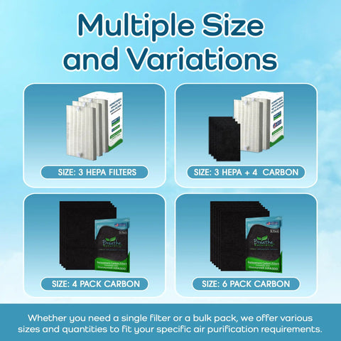 Multiple size options for Replacement Air Filters For Honeywell HPA300 HPA200 HPA100 Series True HEPA Filter Set.