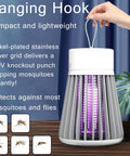 Rechargeable Outdoor Mosquito Trap With 600V Electric Grid, Hanging UV Purple Light Bug Zapper, Safety Grid in gray color