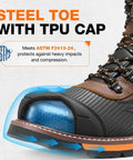 Men's Steel Toe Work Boots With Dual Layer Toe Protection And TPU Shield Non Slip Water And Oil Resistant Safety Boots close-up