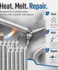 Low Temperature Universal Welding Rods for Metal DIY, showing heat and melting process on metal surface