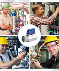 Collage of workers installing Five Pack Half Inch Mini Ball Valves Stainless Steel 304 NPT Female To Male Threads Shut Off Quarter Turn Bidirectional Flow