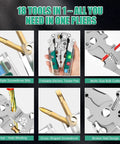 18 In 1 Foldable Wire Stripper And Multi Tool Pliers For Electricians with multiple screwdriver bits and bolt cutter