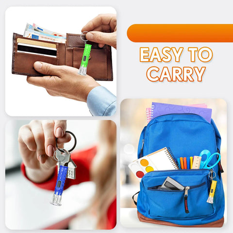 Bulk Pack Of 100 Mini LED Flashlight Keychains In Assorted Colors For Key Rings Pocket Size Lights For Hiking Camping Travel Party Favors And Gifts Tiny Yet Bright Everyday Carry Essentials used with wallet, keys, backpack.