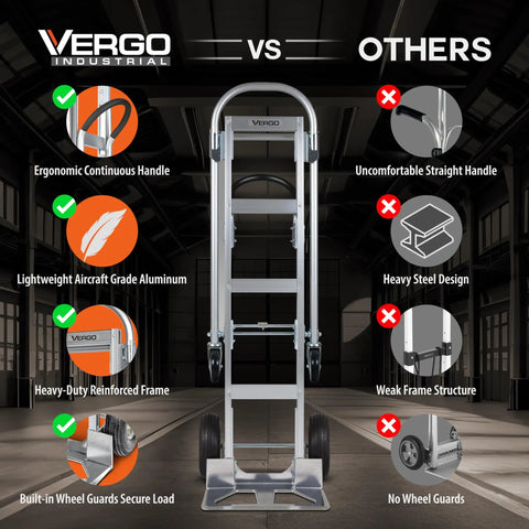 AS7B Heavy Duty Aluminum Hand Truck 2 In 1 Convertible Dolly, 800 Lb Capacity shown with ergonomic handle and reinforced frame