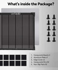 UniTak3D honeycomb laser bed 500x500mm with black honeycomb board on silver aluminum plate