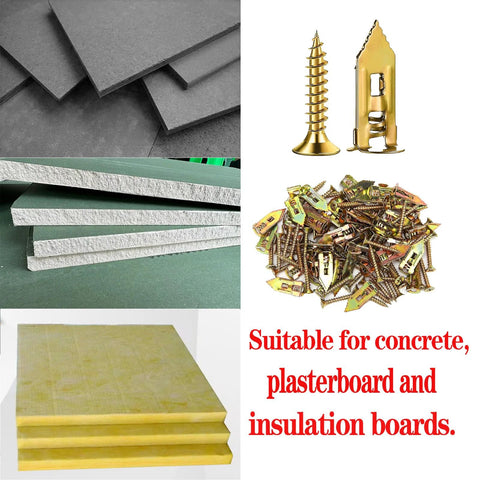 400 Pieces Self Drilling Drywall Anchors And Screws Set With Four Expansion Sizes In Zinc Plated Steel For Drywall Installation