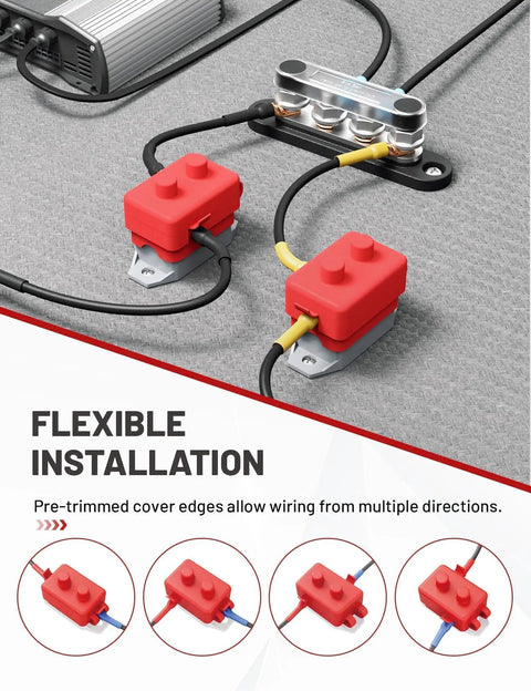Beefy 40 Amp Automatic Reset Circuit Breaker For Automotive Truck Camper RV with red nylon insulation and anti rust stud terminals
